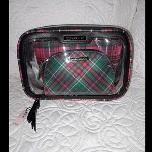 Victoria's Secret 3pc Makeup Cosmetic Bag Set Limited Edition Tartan Plaid